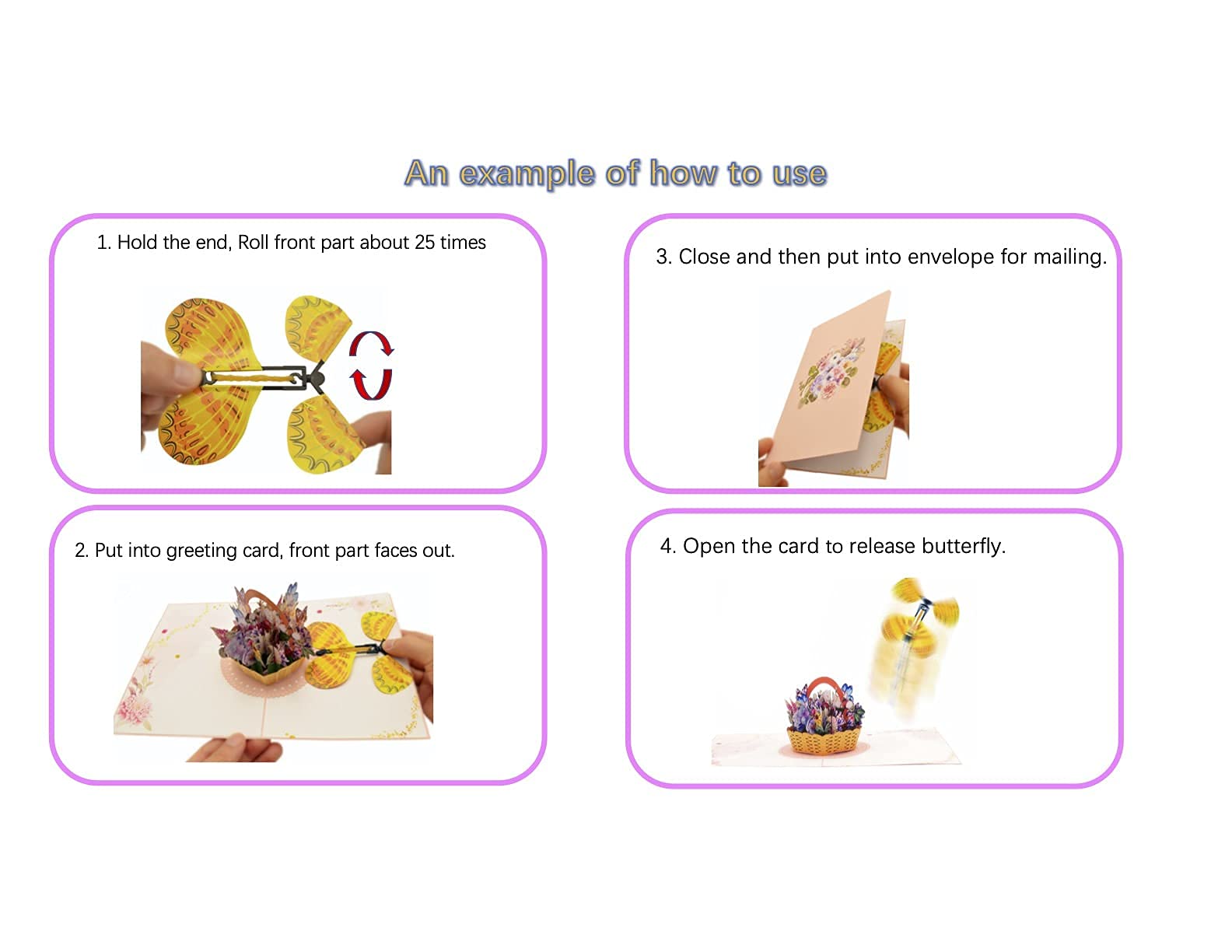 Happy Birthday Pop Up Card come with Magic Flying Butterfly, 3D Greeting Card. Birthday Card, 6" X 8" when closed (H.B- No Recorder)