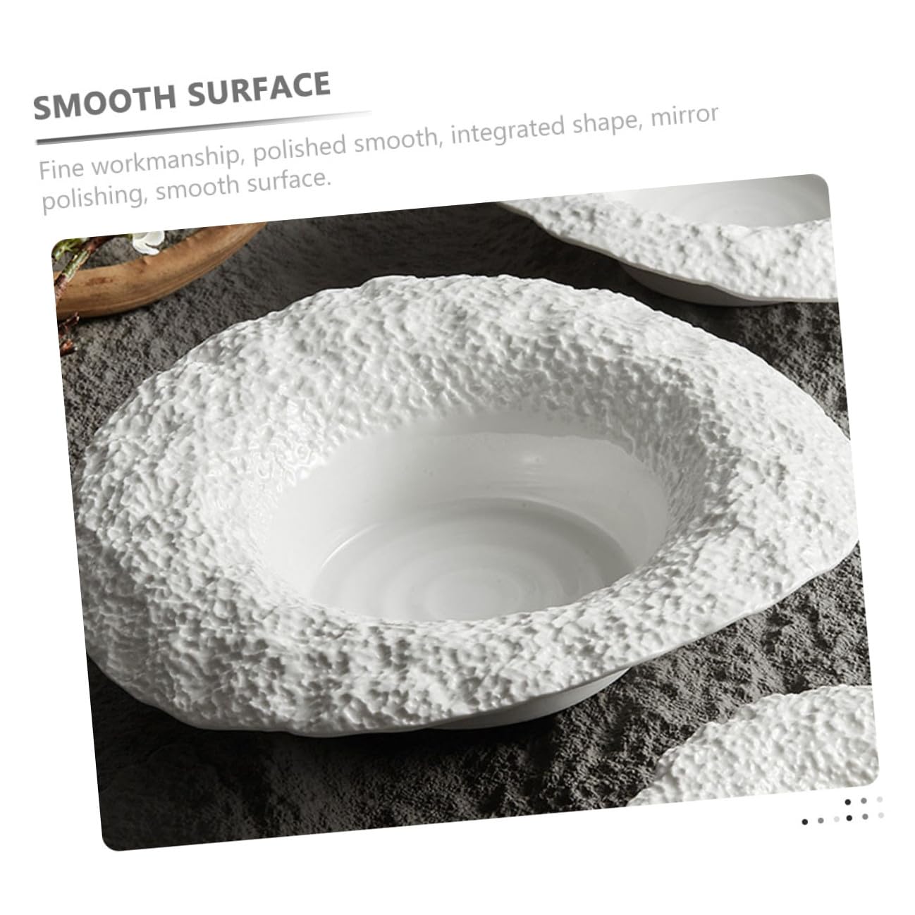 BESPORTBLE Assiette Creuse En Céramique Effet Roche 25 Cm, Assiette à Pâtes Et Salade, Vaisselle Robuste Pour Repas Maison, Usage Familial Et Restaurant, Service
