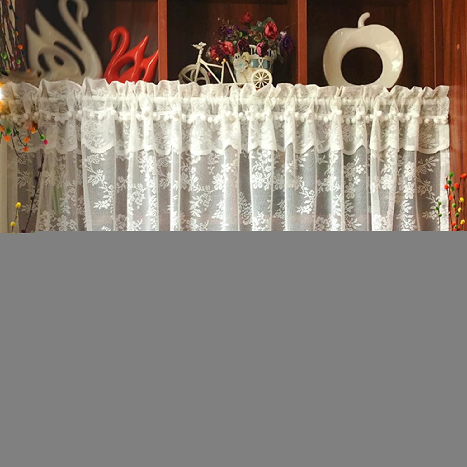 LUNEZY Kitchen Curtain,Voile Bistro Curtain,Tier Curtains,Small Cafe Curtains Country House Style,Transparent Short Blind Curtains,Short Half Window Valance Curtain for Balcony,Bedroom,Ba