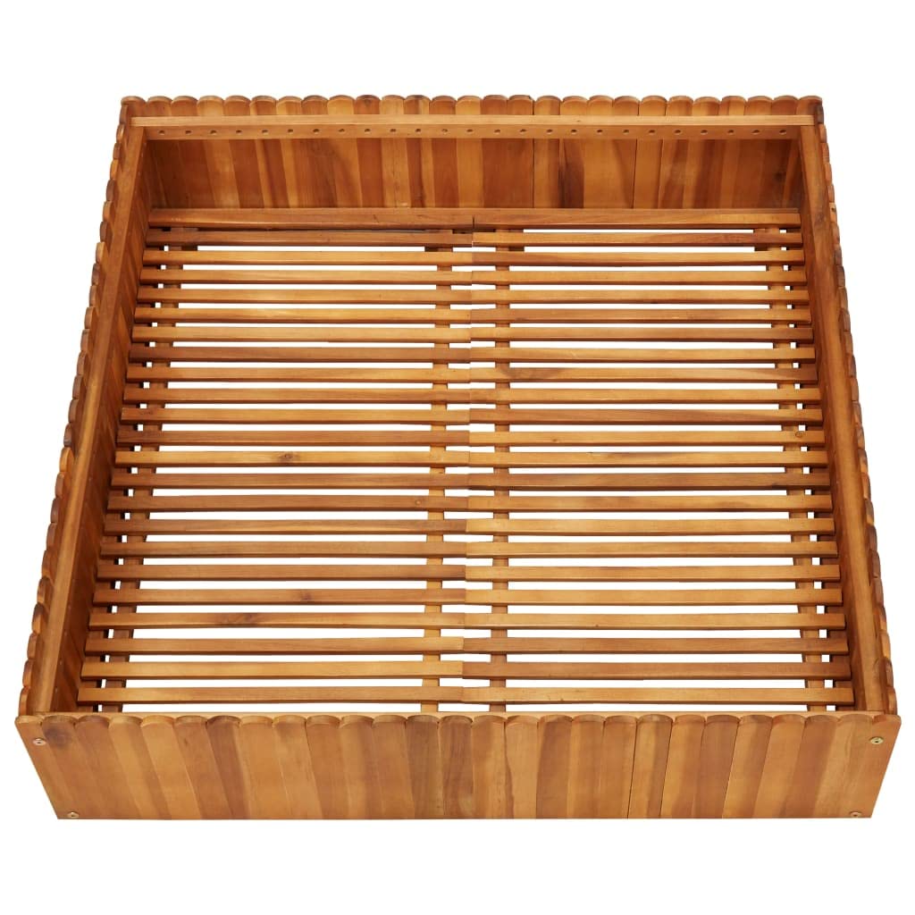 vidaXL Letto Rialzato da Giardino Fioriera Rustica Naturale Aiuola Elegante Portafiori Piante Vaso Giardinaggio 100x100x25 cm Legno Massello di Acacia
