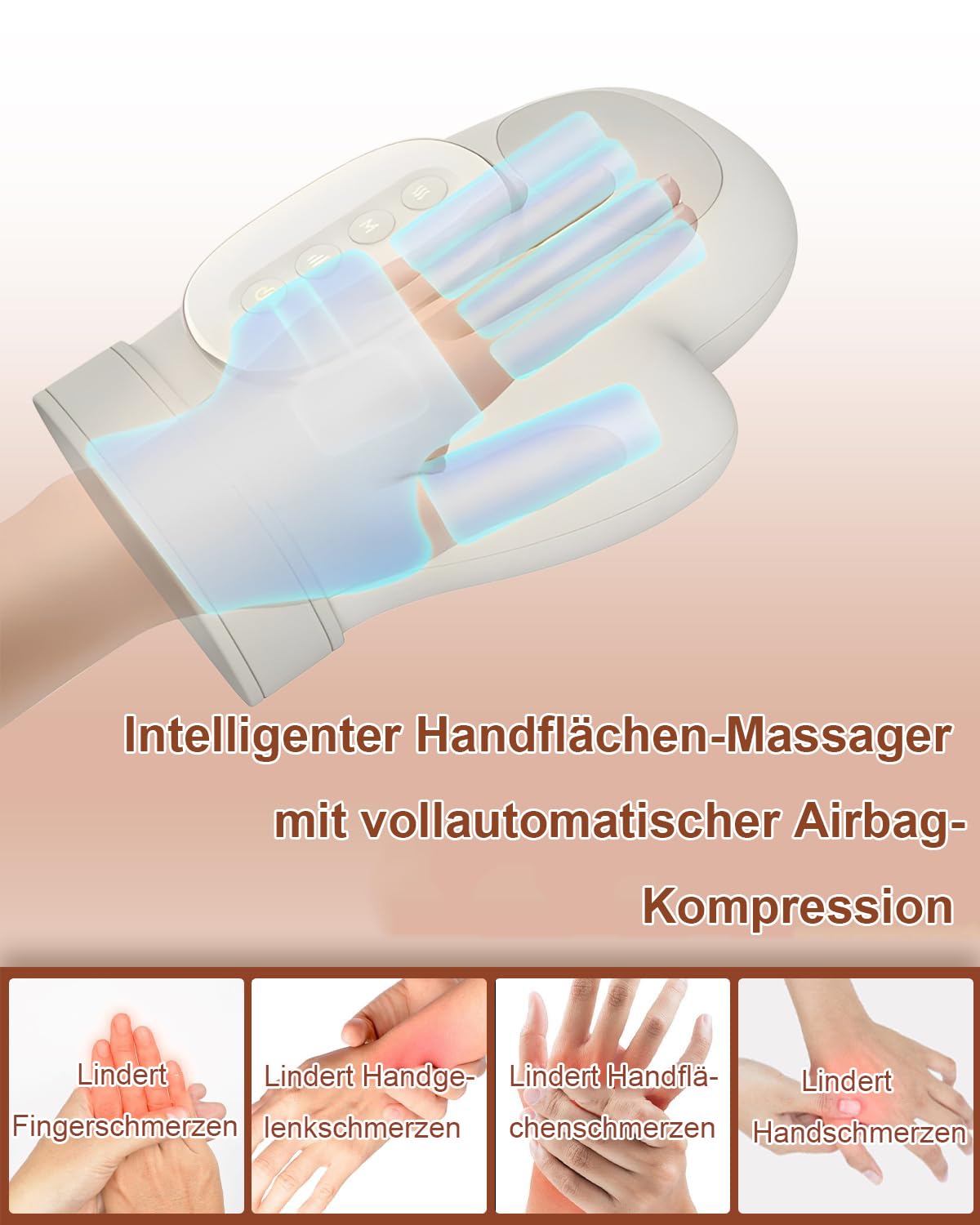 Intelligentes Handmassagegerät 2026 mit Wärmekompression Elektrisches Hand Massagegerät für Hände und Handgelenk bei Arthrose und Karpaltunnel Massage Hand Elektrisch Handwärmer