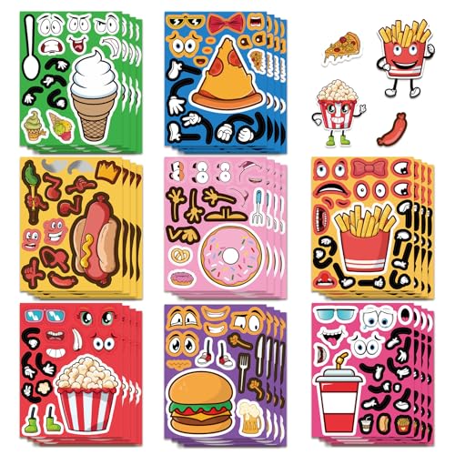 8枚入り ハンバーガー&フライ フード ピース パズル ステッカー 防水 子供 知育 DIY 手帳 ノートPC スマホ 用