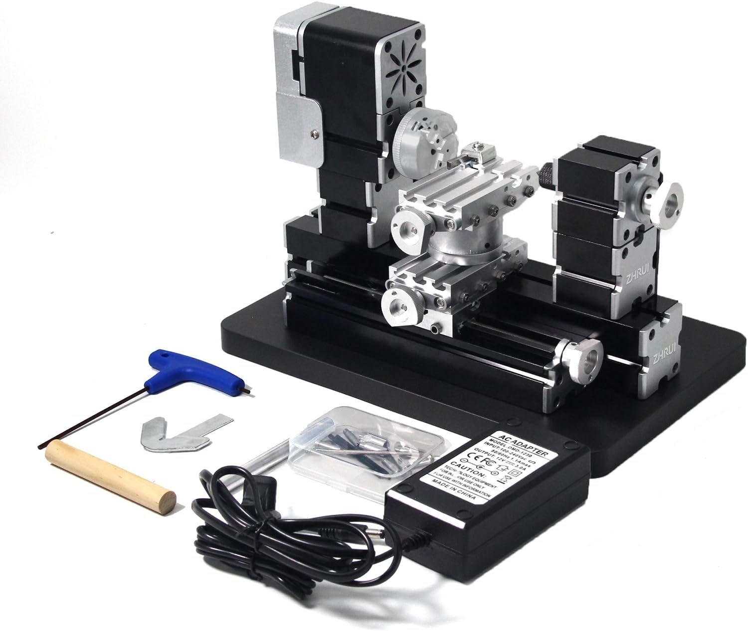 4-Axis All-Metal Micro Lathe, High-Power 60W Mini Lathe for Metalworking (Gold, Silver, Aluminum, Copper), Wood & Plastic, with Safety Guard & Quick Indexer