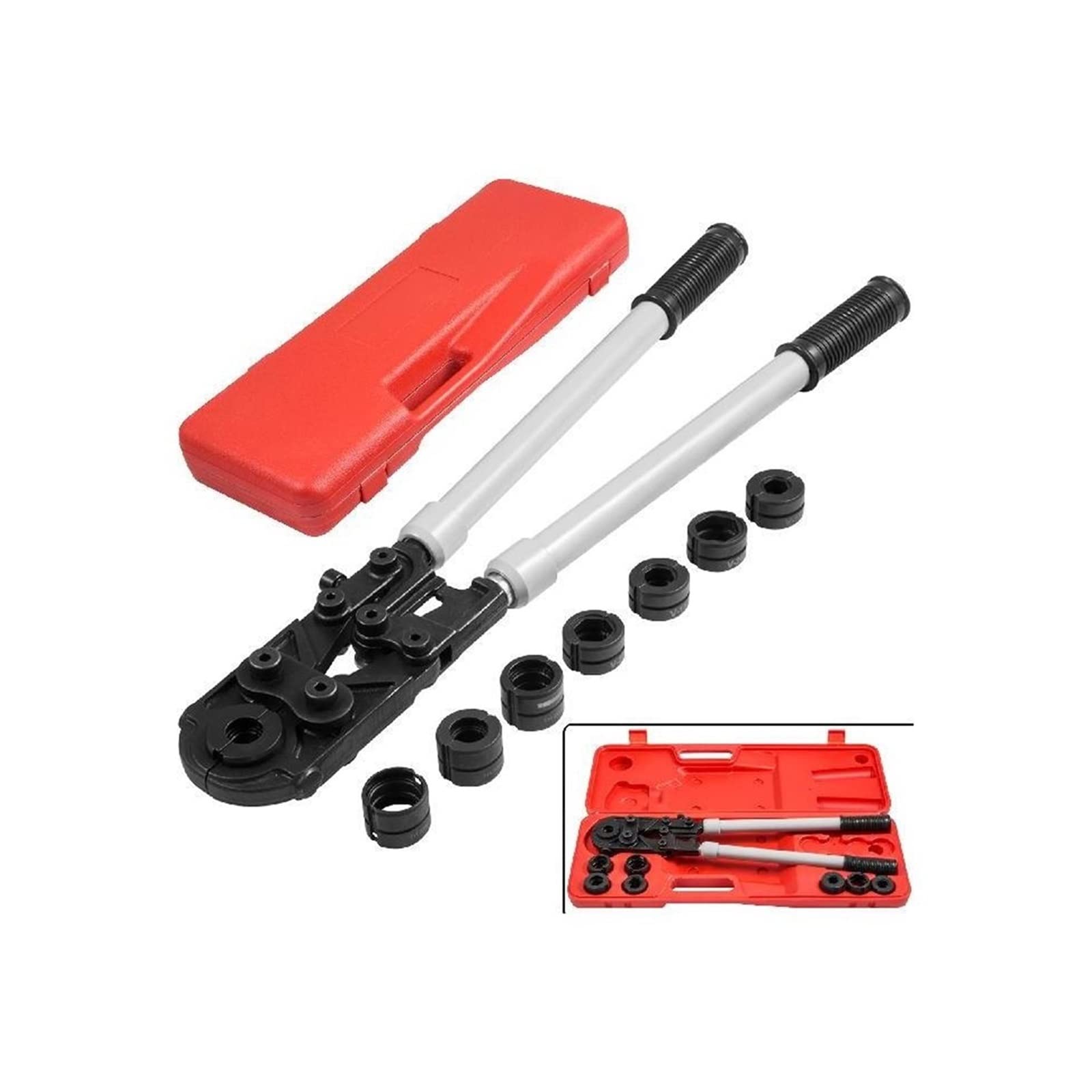 Plumbing Pipe Crimping Tool Manual Scissor Type Crimper Pliers with 8 TH/V Jaws for PEX Tube Copper Steel Aluminum Sleev,High Stability
