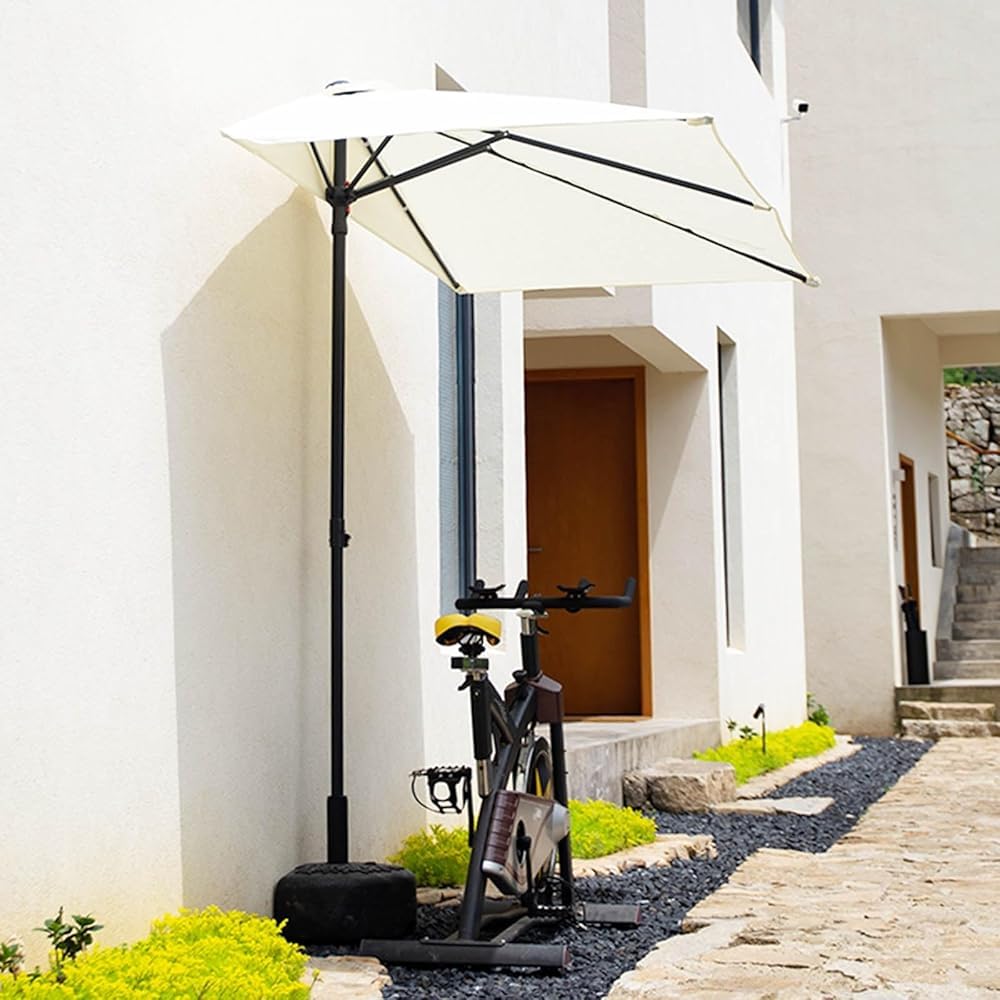 Prostokątny parasol tarasowy z 5 żebrami i stalowym drążkiem, przenośny półparasole na zewnątrz, odporny na słońce, wodoodporny parasol ogrodowy, duży, poliester, do ogrodu, na podwórko, balkon,