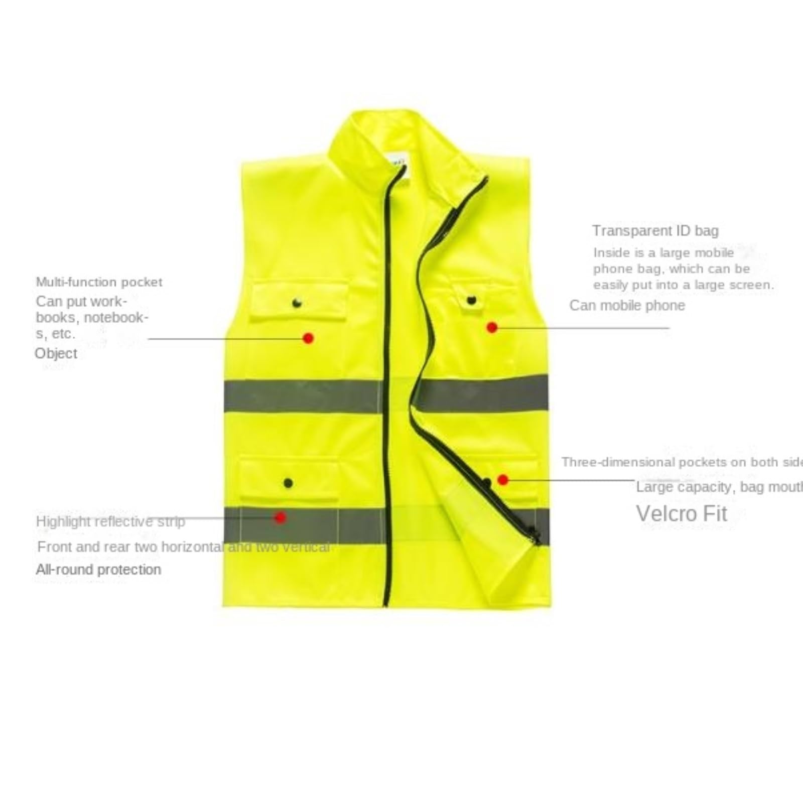 Chaleco De Seguridad Chaleco Reflectante Multifuncional, Ropa Fluorescente De Seguridad Vial Reflectantes Chaleco De Trabajo
