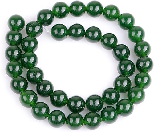 Miniatura 5 de JOE FOREMAN Cuentas redondas de piedra natural de jade de Taiwán verde de 0.394 in para hacer joyas, hebra de 15 pulgadas, piedras semipreciosas,