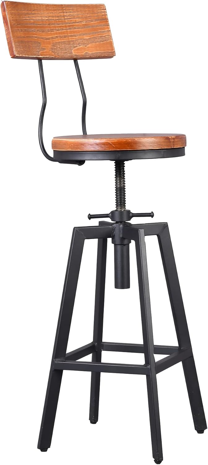 Industrial High Top Pub Table with Chairs Vintage 3 Pieces Coffee Table Set Rustic Bar Table and Stools for Kitchen Office Patio Swivel Height Adjustable