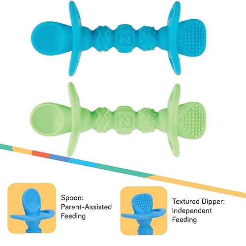 Miniatura 3 de Nuby Dipeez 2 en 1 cucharas de siliconamordaza 2 unidades los colores pueden variar