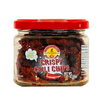 TUTTOCALABRIA Crisp Chili Chips, Mild Made with Sweet Pepper Dry, 1.05 oz | Dry Sweet Calabrian Pepper Chips Without Oil, Mild Spice Level, Ready to Use for Toppings, Salads and Soup, Product of Italy
