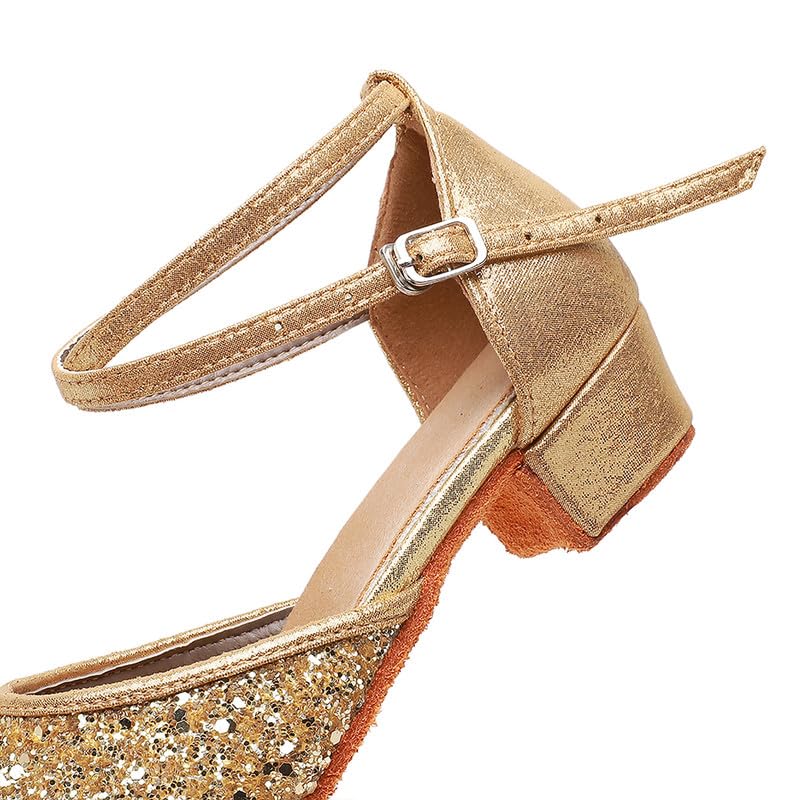 AOQUNFS Girls Latin Dance Shoes Low Heels Tango Salsa Ballroom Practice Performance Dancing Shoes,MF-LP4