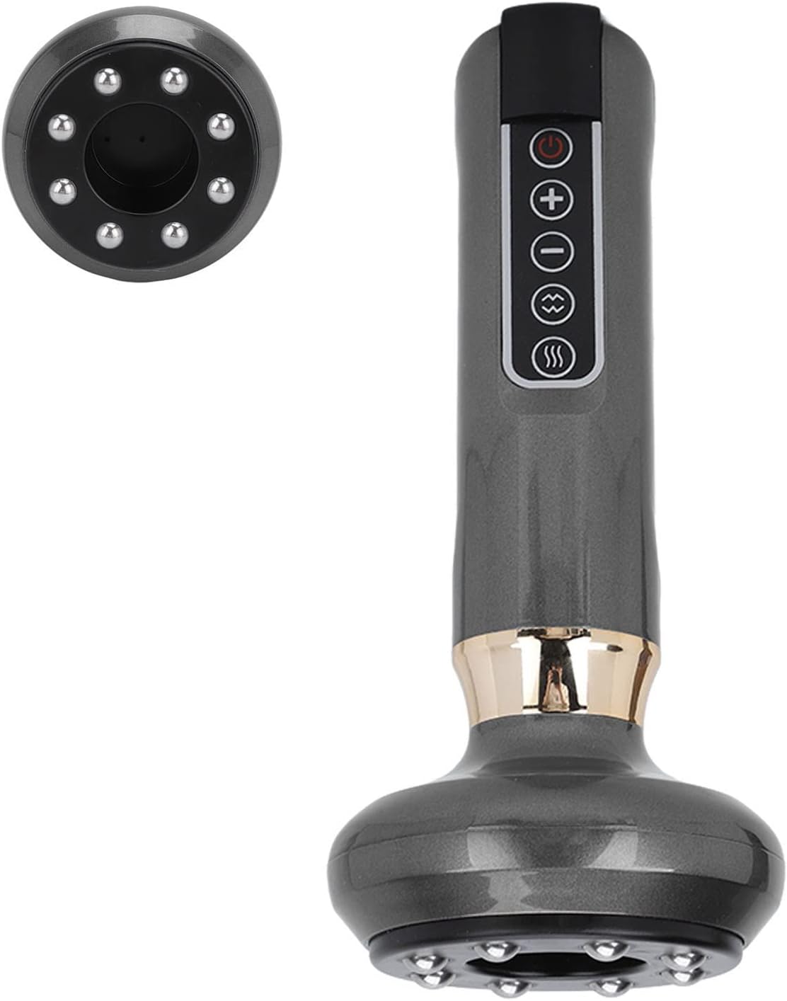 Masajeador de Ventosas Gua Sha Eléctrico, Herramienta de Masaje Anticelulítico Recargable con Bolas de Acero, Dispositivo de Calefacción Gua Sha para Relajación Muscular(gris)