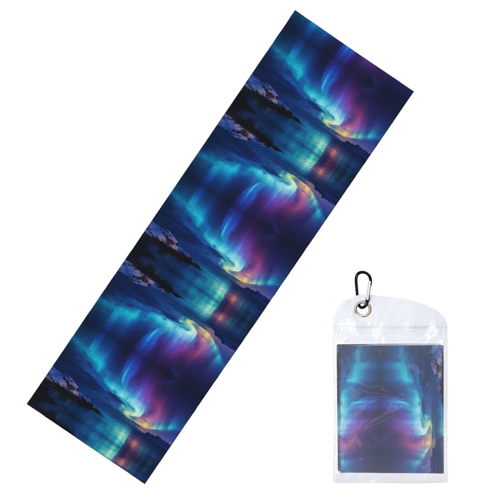 DUYIOKH Aurora Over the Sea Print Cooling Towel, Portable Towel for Gym Workout Golf Beach World Cup Sports Hot Weather