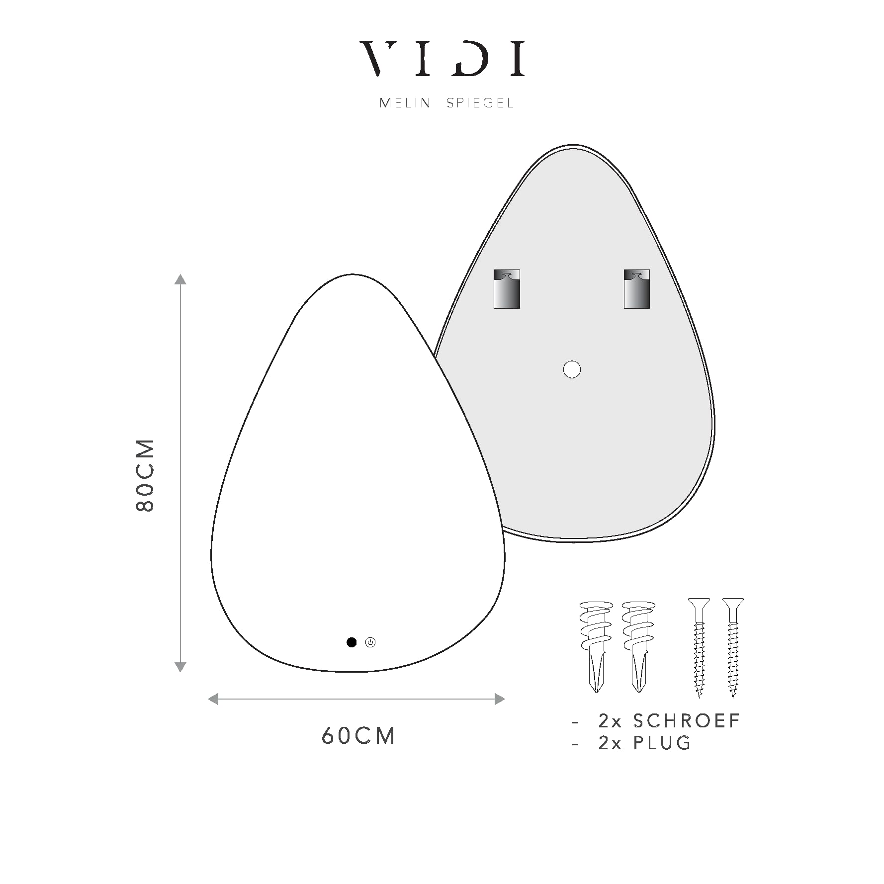 VIDI HOME Melin - Specchio da Bagno LED, 80×60 cm, a Goccia Anticondensa - Specchiera Retroilluminata con 3 Temperature di Luce per Bagno Moderno e Casa