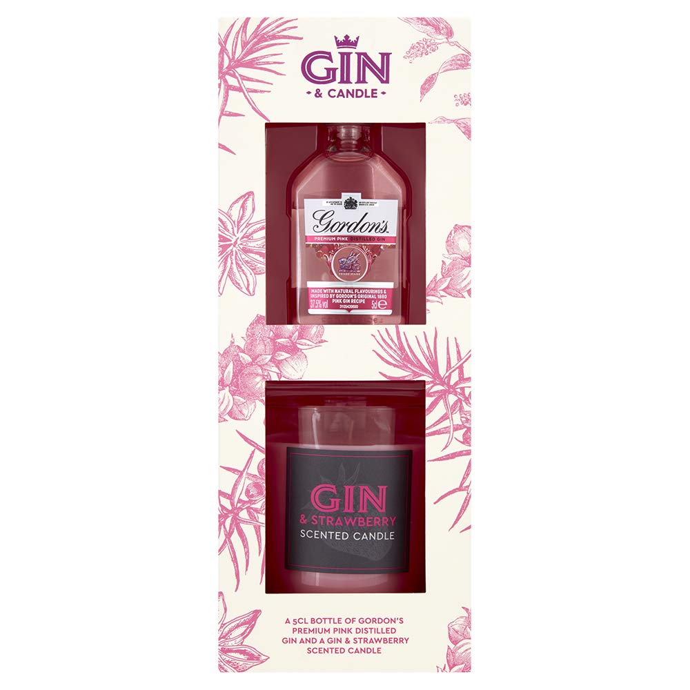 Gin & Candle - Gordon's Pink Gin with Gin & Strawberry Candle Gift Set