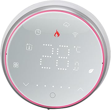 Thermostat Programmable Smart ThermostatLED Display Smart Thermostat Compatible with Tmall Genie Home, Capacity Touch Button White