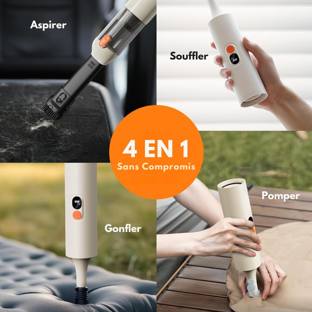 TINALO Aspirateur de Table sans Fil 17000PA 4 en 1- Aspirateur Voiture Puissant et Aspirateur à Main Rechargeable | Mini Aspirateur Portable pour Maison, Bureau, Cuisine, Souffleur PC et Voiture