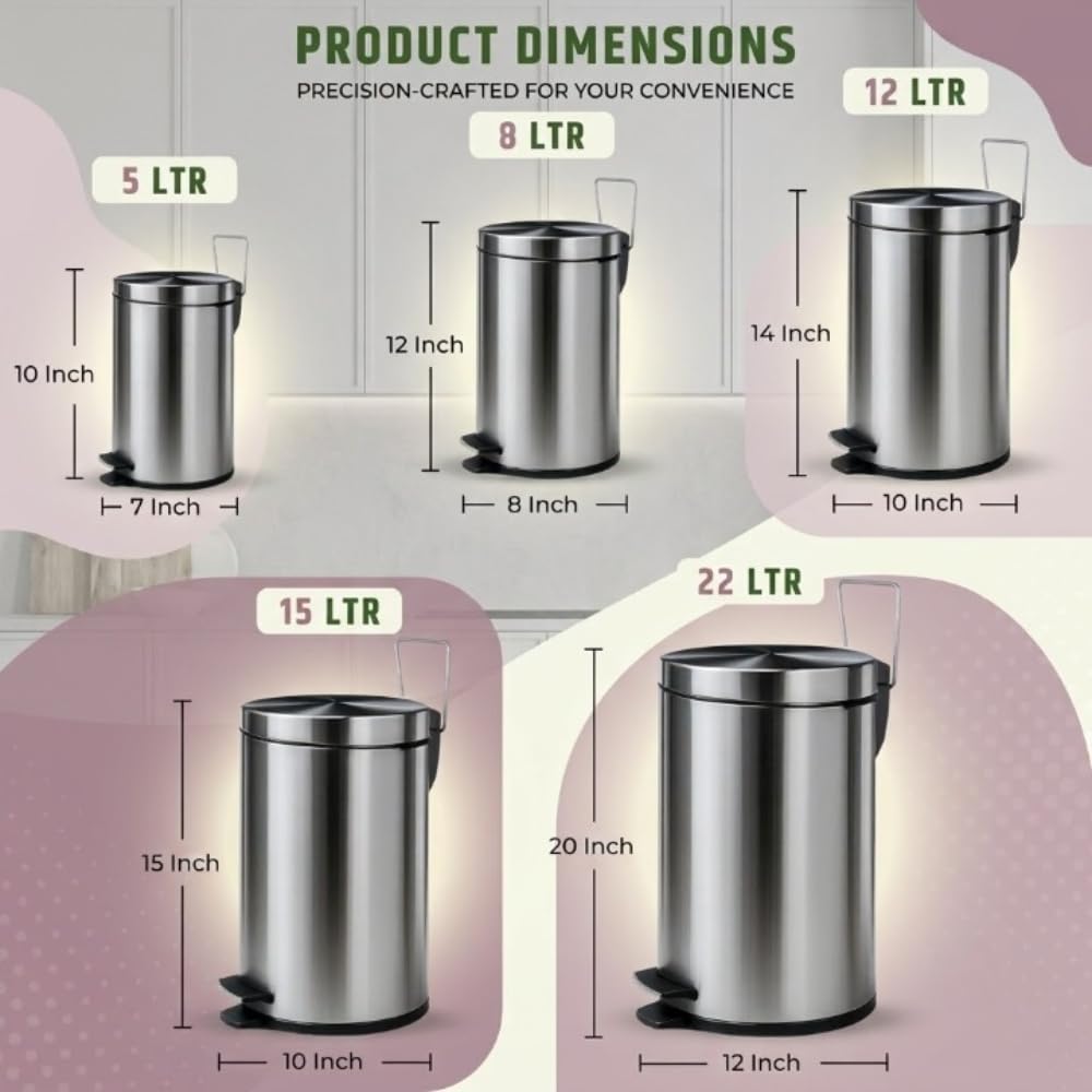 Mumma's LIFE 22L Stainless Steel Pedal Bin -7