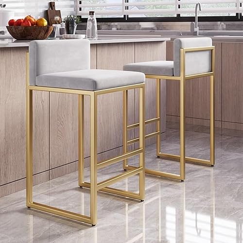 Miniatura 4 de Taburetes de bar de altura de mostrador para encimera de cocina con respaldo, modernos taburetes de bar tapizados de terciopelo, taburete de isla de