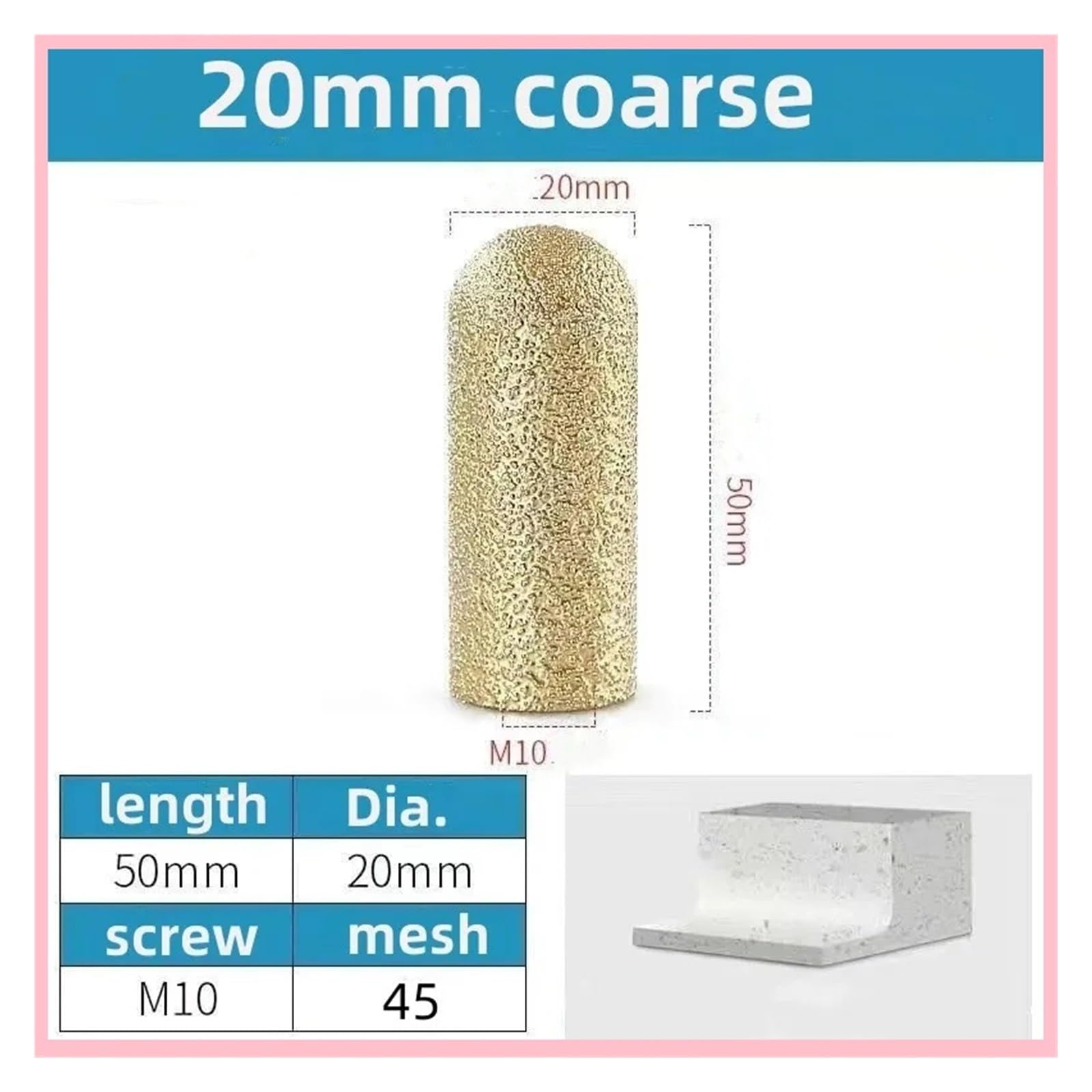 Ściernica diamentowa palcowa 20/30 mm - okrągła głowica szlifierska lutowana próżniowo do marmuru, granitu i kwarcu, 1 szt.(45-30mm)
