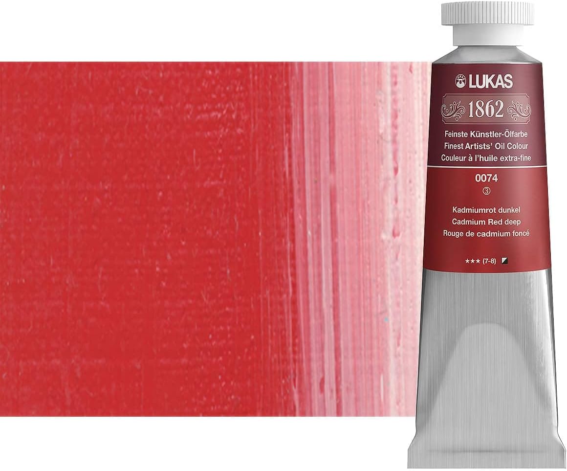 Lukas 1862 Professional German Oil Paint, Cadmium Red Deep 37 mL - w/Beeswax & Non-Yellowing Sunflower Oil, Short Drying Time, Smooth, Outstanding Lightfastness