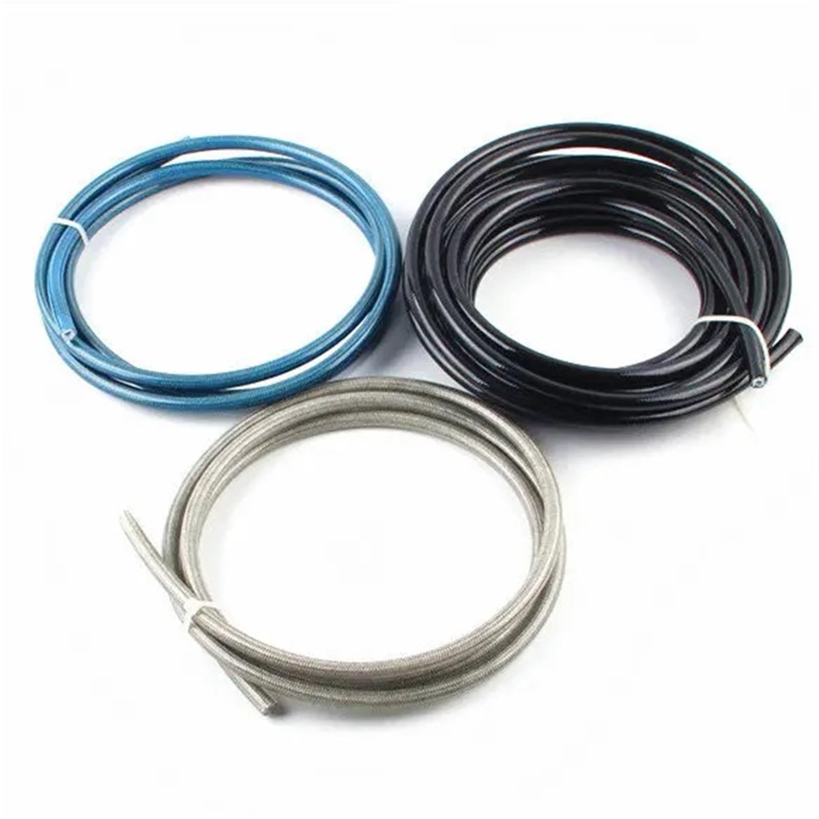 Manguera de freno de nailon trenzado de acero inoxidable AN3 de 5 m/lote, manguera de fluido hidráulico, tubo de combustible de gasóleo. Kit de Línea de Freno Manguera(BLACK NYLON)