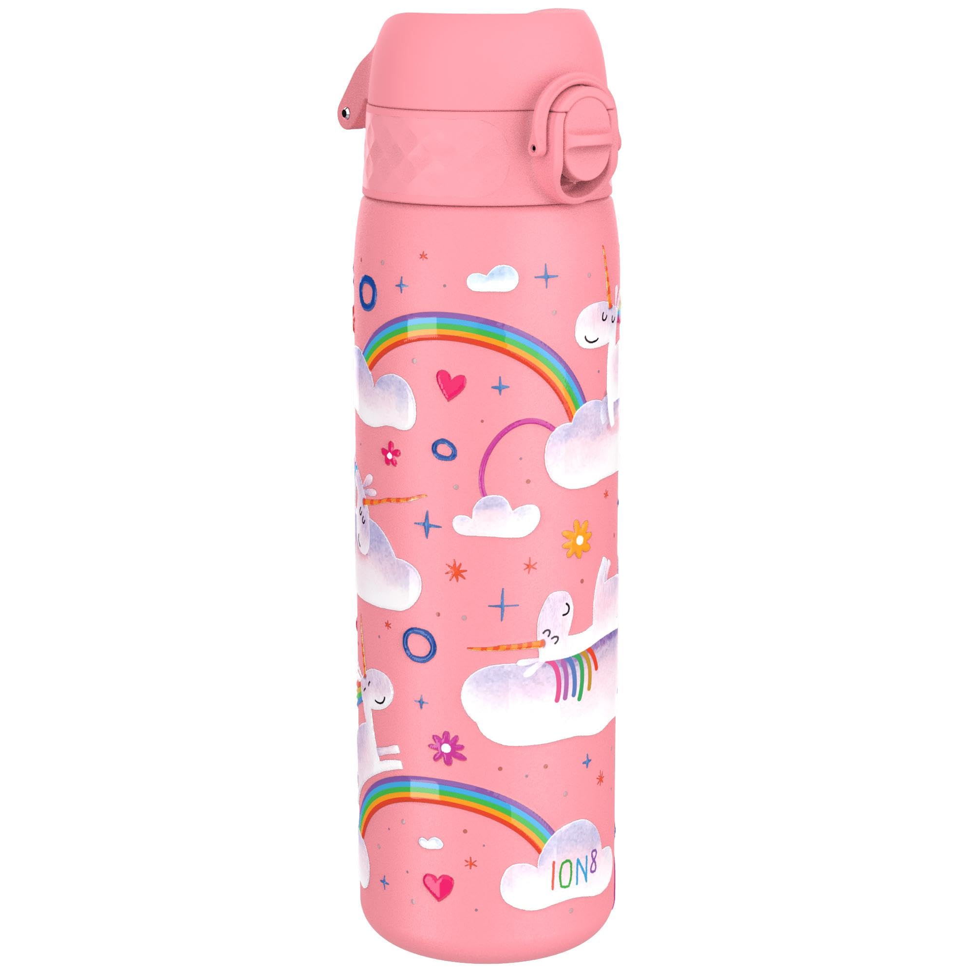 Rackhams Leak Proof Slim Water Bottle, Stainless Steel, Unicorn Rainbow, 600Ml (20Oz)