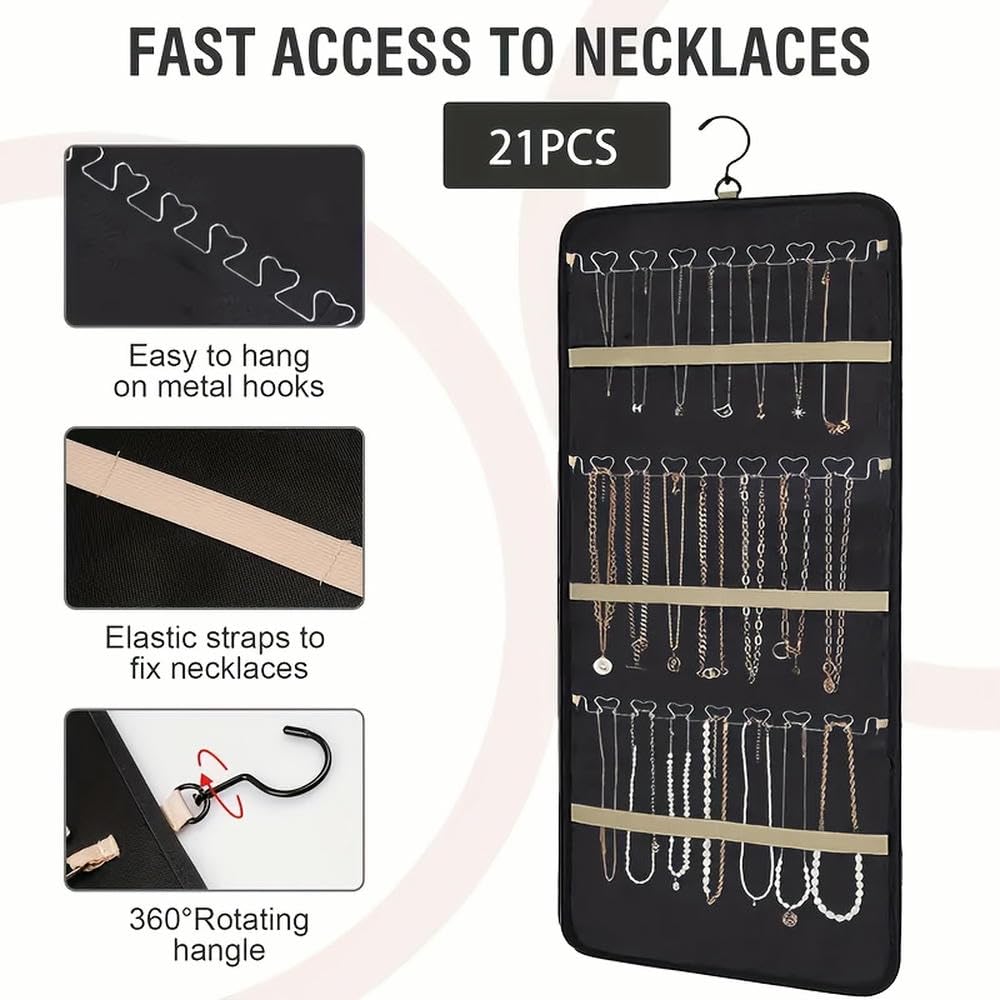 ZBDZSW Doppelseitiger Schmuck-Organizer zum Aufhängen, mit 360 Grad drehbarem Aufhänger, Ohrringen, Armband, Ringkette mit drehbarem Aufhänger