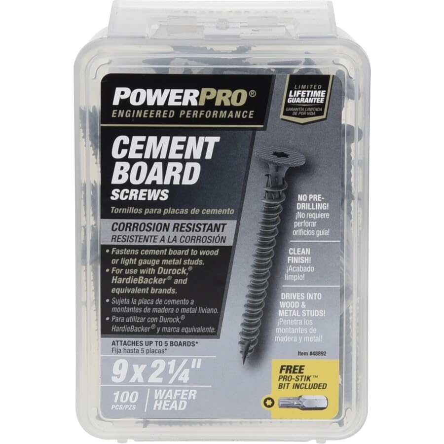 POWERPRO Cement BROARD Screws 9X 2 1/4 100 PCS