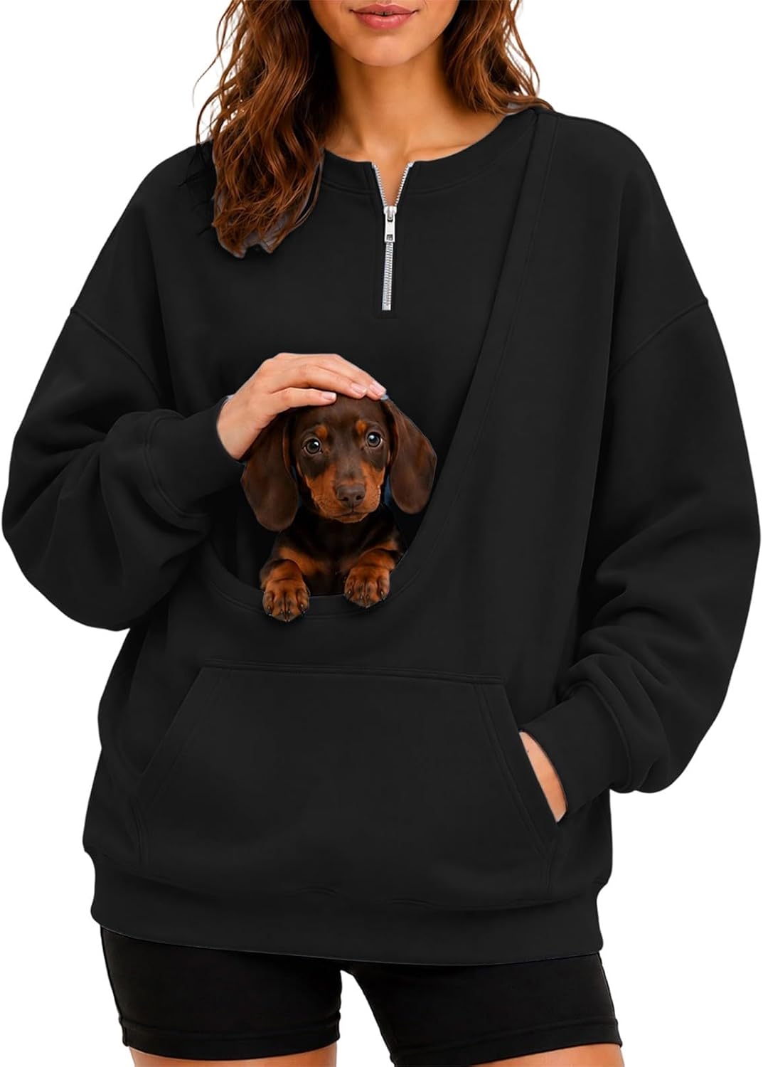 Sweatshirt Pet Carrier Cat Dog Pouch Oversized Casual Sweatshirt 2026 Black