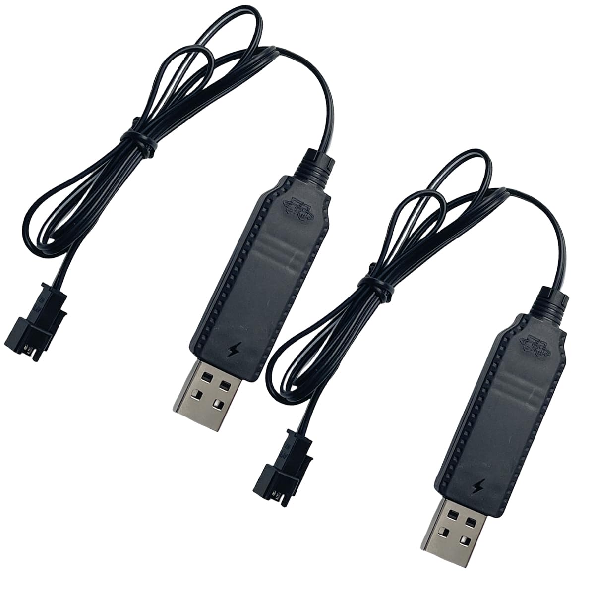 Tiwikunx 2 Pack 3.7V Charger Cable with SM-2Pin with Battery Protection Compatible RC Car RC Tank RC Boat and Gel Ball Blaster and Other Remote Control Toys for USB Charger Cable (2)