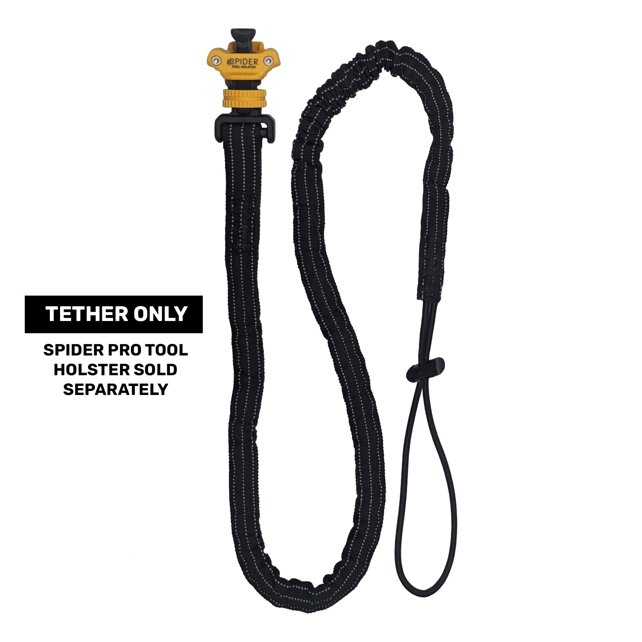 Spider Tool Holster - Pro Tool Tether - Heavy Duty Bungee Cord Carabiner Lanyard for use with Spider Pro Tool Holster – Fall Protection and Safety – Dropped Object Prevention - ANSI/ISEA 121-2018