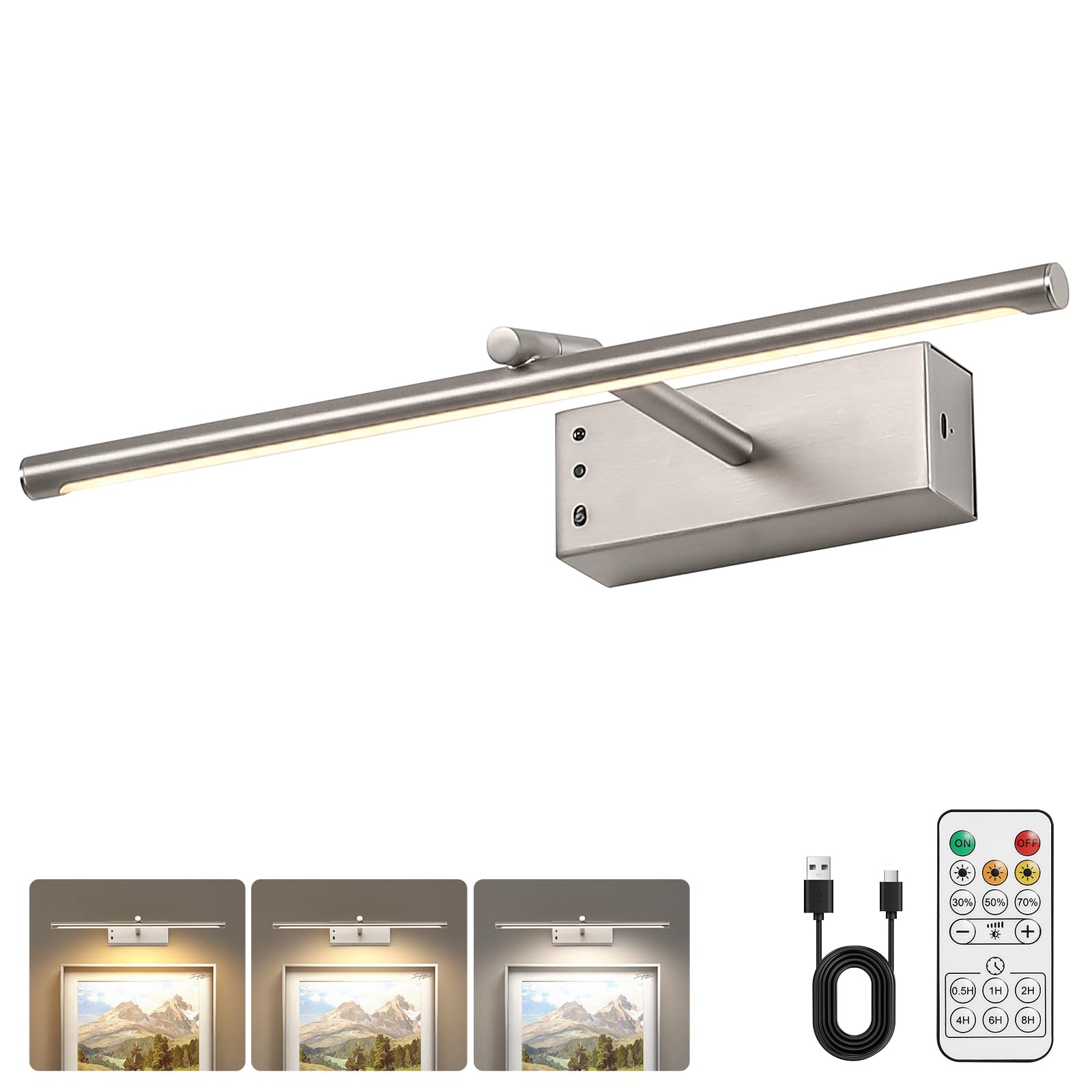 Lampe pour tableau (nickel, 39,4 cm)