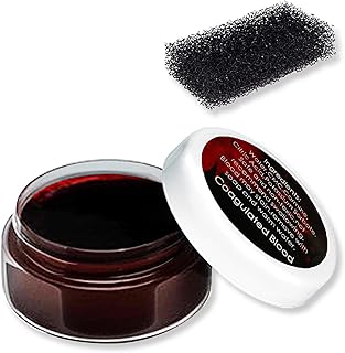 Halloween Fake Blood Makeup + Stipple Sponge Realistic Scab Wound Blood Washable SFX Makeup Kit For Clothes Zombie Vampire Cosplay Party Special Effects