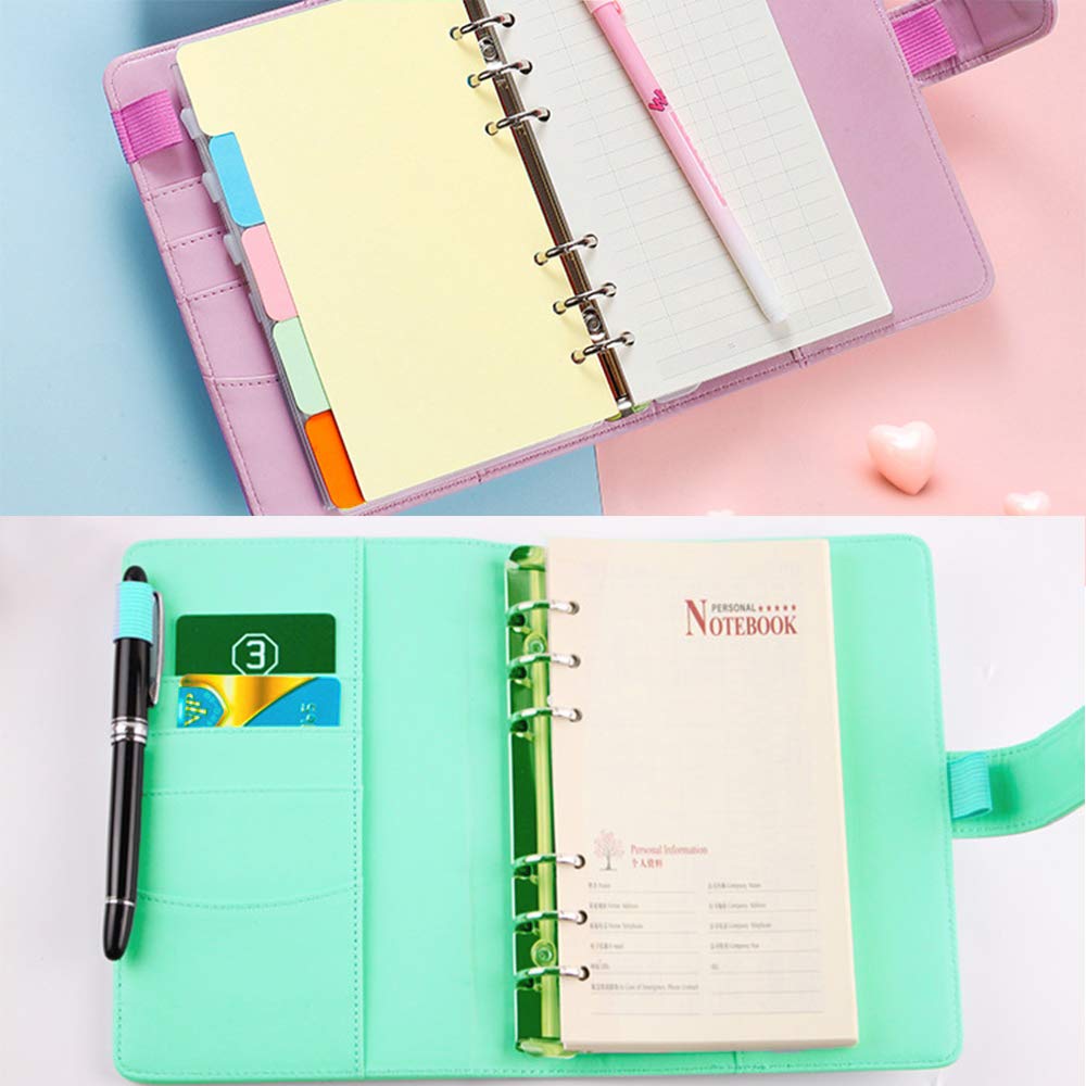 Carpeta de piel sintética con hebilla magnética para cuadernos o planificadores personales de papel recargable u hojas sueltas de tamaño A5, color blanco