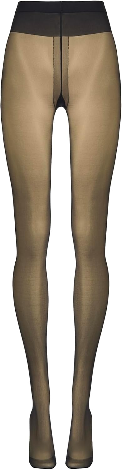 Wolford Individual 10 Control Top Tights For Women Sheer Support Pantyhose Waist Sculpting Cotton Gusset Soft Waistband - Image 4