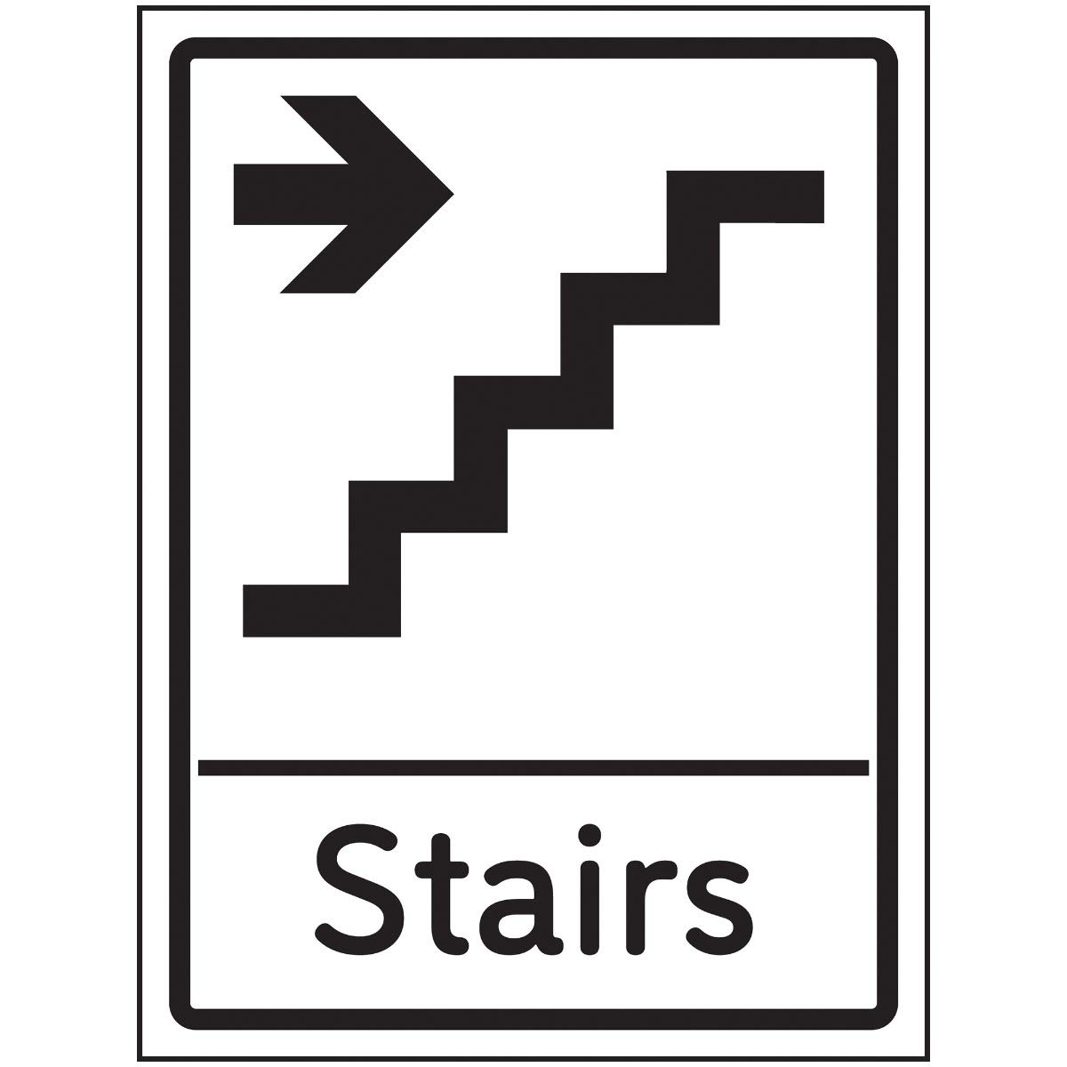 V Safety Stairs Arrow Right Sign - 150x200mm - Self Adhesive Vinyl