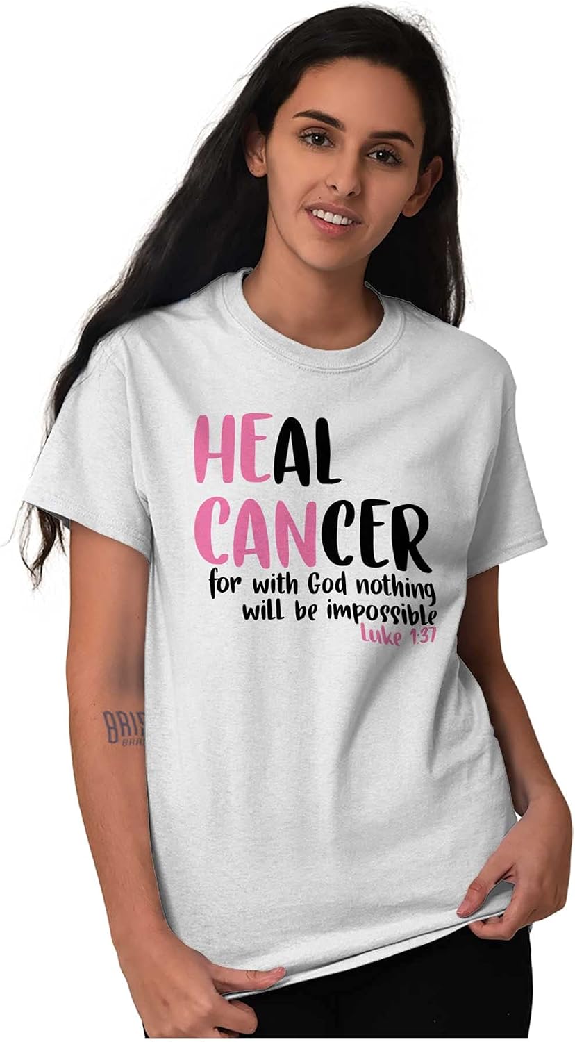 He Can Heal Cancer Religious BCA Womens Graphic T Shirt Tees