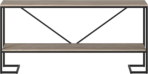 Miniatura 7 de Phoebe - Mesa consola rectangular de 64 pulgadas de ancho en bronce ennegrecido/roble gris envejecido Bronce ennegrecido/Roble gris