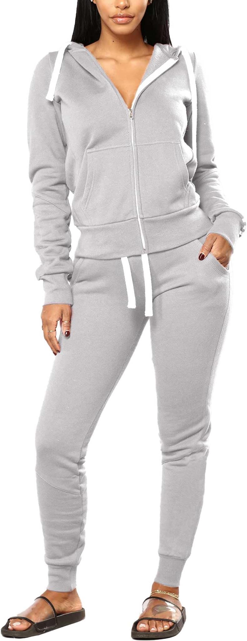 Mlgaril Women 2 Piece Sweatsuit Fall Outfits jogger Tracksuit Sweatpants Sets Casual Long Sleeve Zip Up Hoodie
