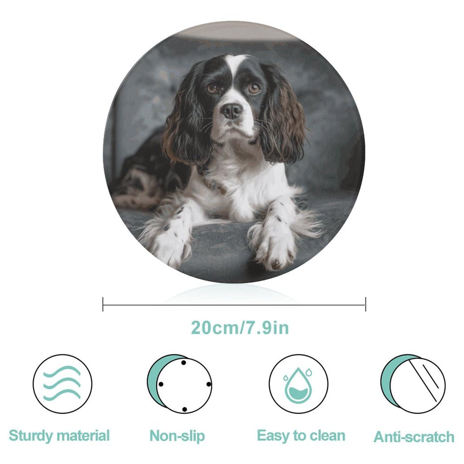 Spaniel On The Sofa - Tabla de cortar redonda fácil de limpiar, tablas de cortar para cocina de tamaño grande 7.9, tablas de cortar esenciales de cocina convenientes para carne y verduras