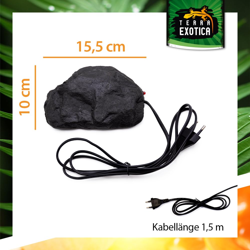 Terra Exotica Heat Rock small - 6 Watt ca.16x10 cm - Auswahl zwischen klein, mittel & groß - Heizstein als Heizung für Reptilien - dekorative Wärmeplatte für Ihr Terrarium - Terrarien Bodenheizung