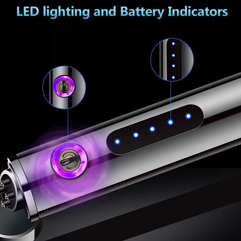 LOMUG Aansteker Elektrisch, USB Oplaadbare Elektro Boogaansteker, Cadeaus voor Mannen Kerstcadeaus Adventskalender Vulling, Cadeaus voor Mannen Papa Man (Zwart