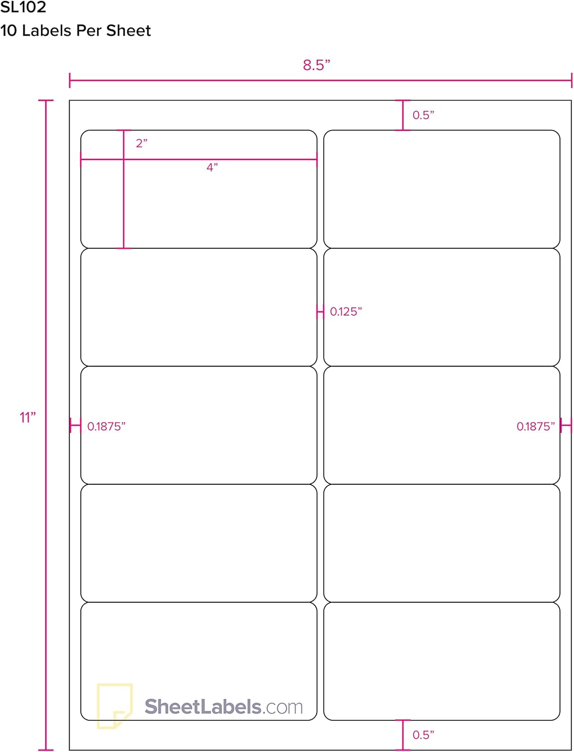 2" x 4" Labels for Shipping/Mailing from SheetLabels.com, Laser or Inkjet Printable, 250 Labels - 25 Sheets