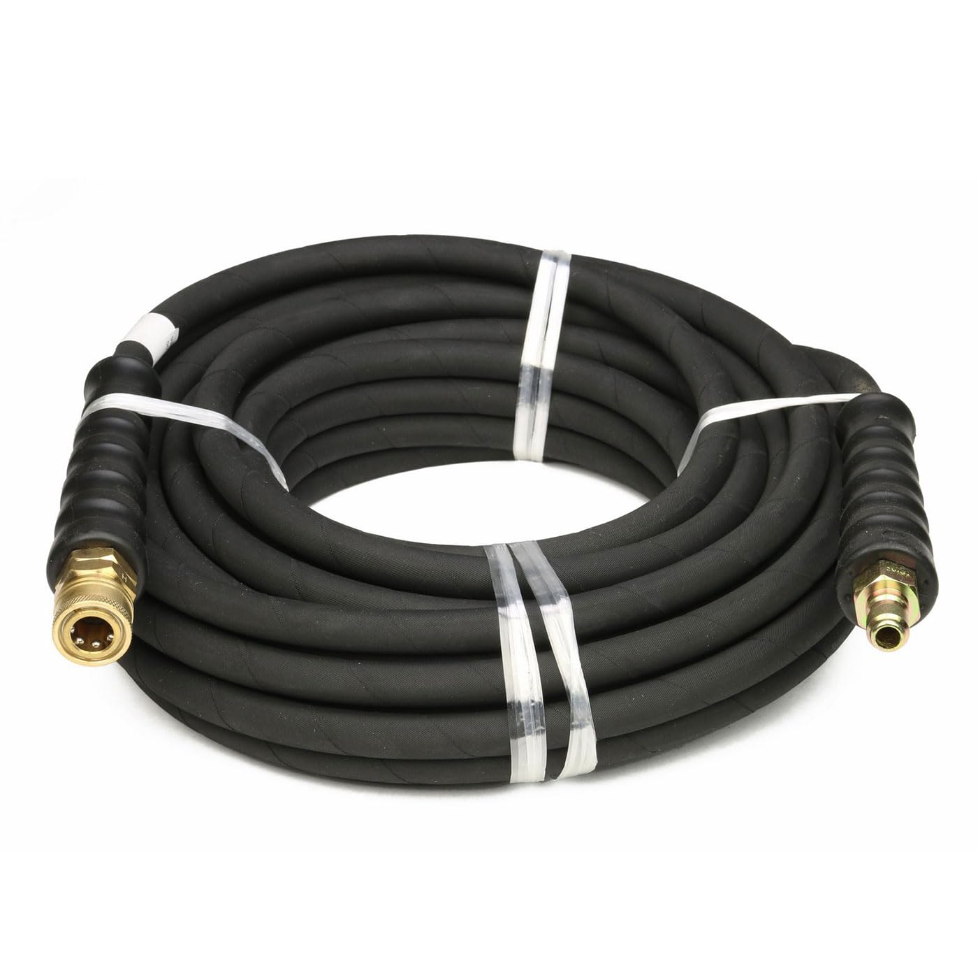 Schieffer Co. 4000 PSI Black 3/8" x 50 FT 1 Layers of High Tensile Wire Braided Rubber Wrapped Pressure Washer Hose with Couplers