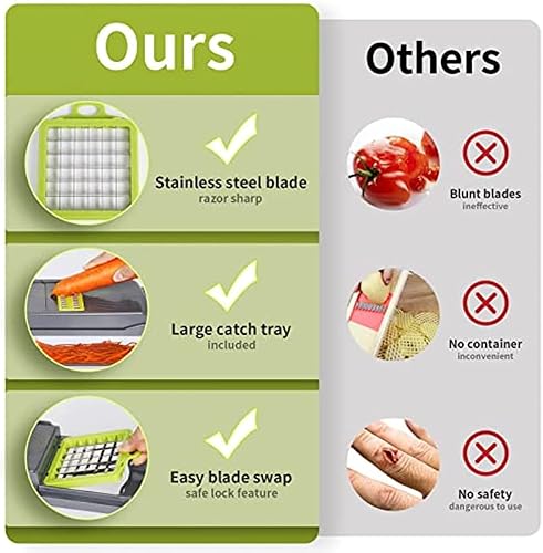 Miniatura 6 de Picador de verduras, multifuncional 12 en 1, picador de alimentos, picador de verduras, picador de cebolla, rebanador de verduras y mandolina