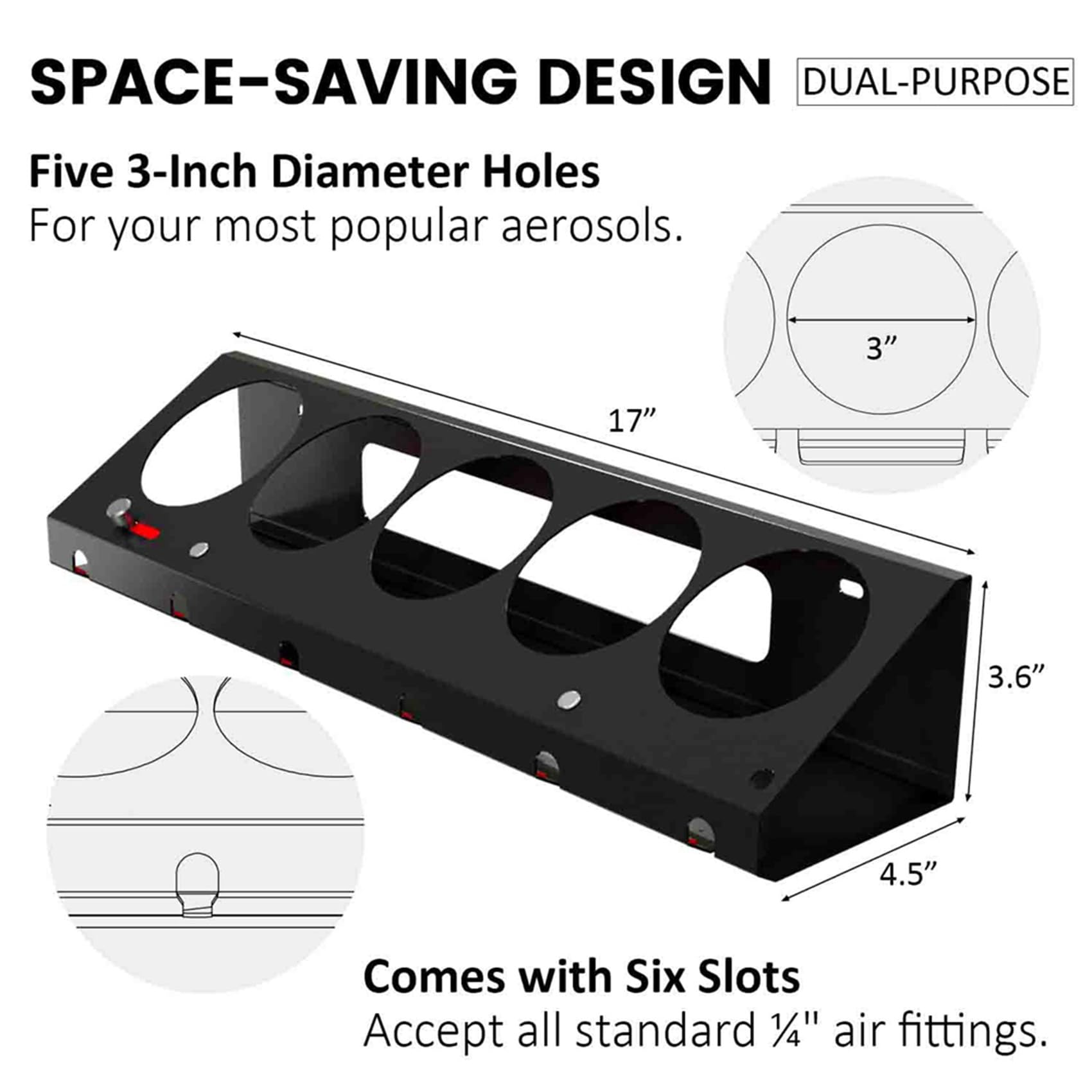 2 soportes neumáticos de pared para herramientas y aerosoles, organizador combinado para botellas de latas y herramientas de aire