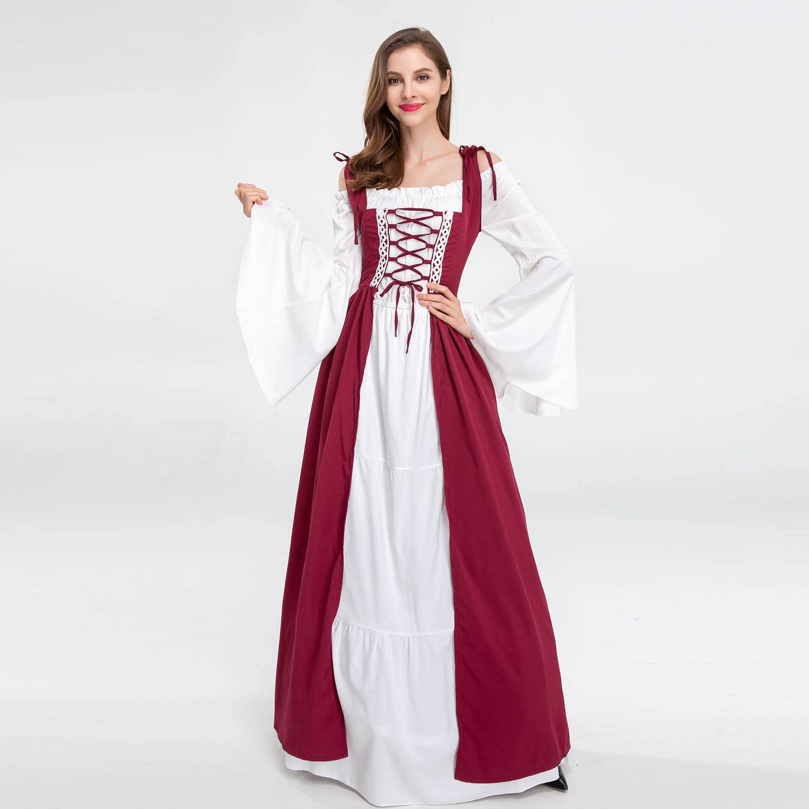 Renaissance Kleid Damen Mittelalter Kleid Damen Mittelalter Kostüme Maxi | Glockenärmel Gothic Kleidung, Piratenkostüm, Viktorianisches, Festival Outfit, für Cosplay Karneval Halloween