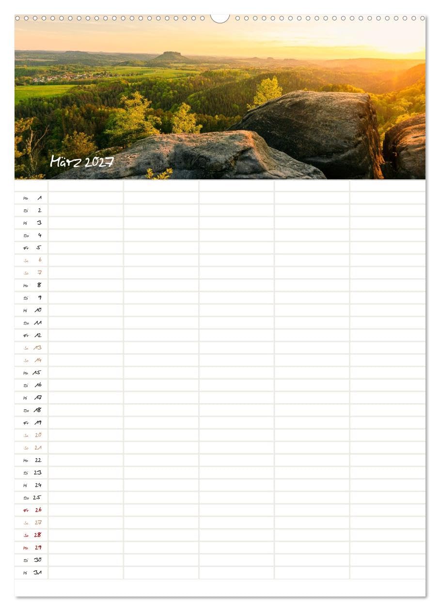 Familienkalender - Wandern im Elbsandsteingebirge (Wandkalender 2027 DIN A2 hoch), CALVENDO Monatskalender: Impressionen aus der Sächsischen & Böhmischen Schweiz mit Ortsangaben (CALVENDO Natur)