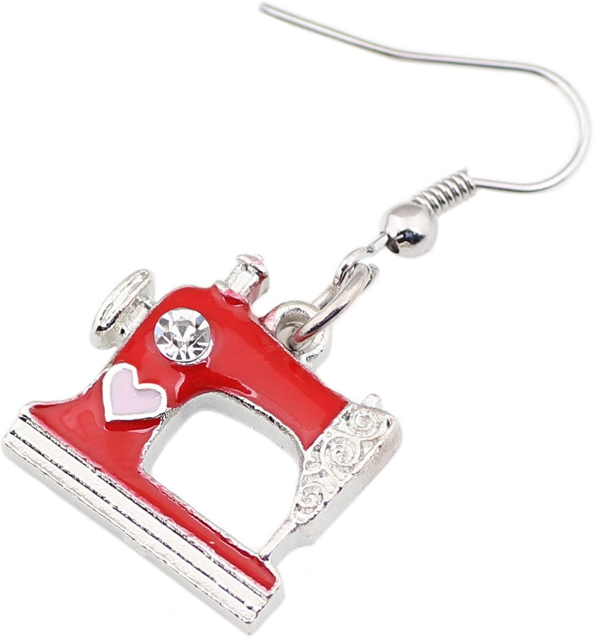DUOWEI Sewing Machine Earrings Metal Enamel Drop Dangle Fashion Spring Summer Jewelry Gifts for Women 0.67 x 0.71 x 0.17 inches - Image 4